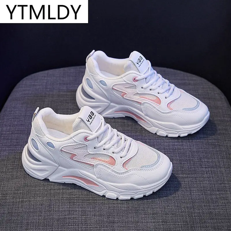 

2021 Fashion Women's Shoes Spring Walking Vulcanized Shoes New Women's Mesh Breathable Sneakers Comfortable Lace-up Casual Shoes