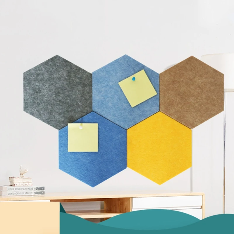 

12 Pack Set Hexagon Acoustic Absorption Panel Board Polyester Fiber Felt Soundproofing Insulation Pads Beveled Edges Tiles for