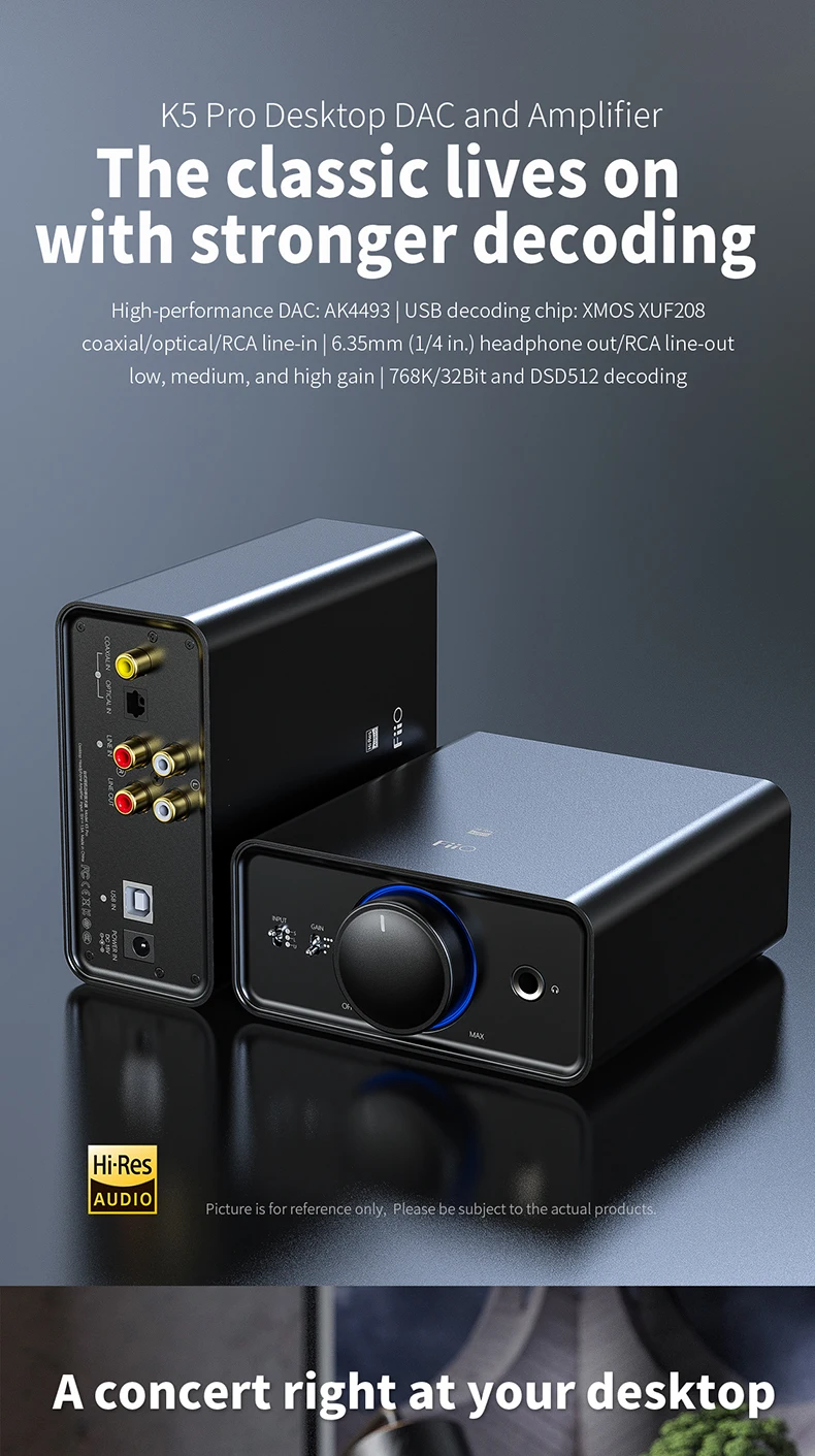 FiiO K5 Pro AK4493EQ | 768 K/32 бит и DSD декодирование Deskstop ЦАП и усилитель для дома и компьютера