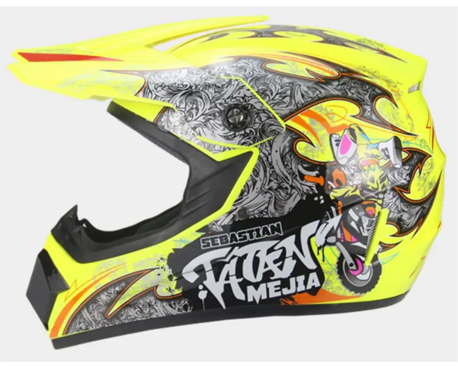 helmet 12 Полностью черный ребенок латка детская крест тела защиты брони Moto шлем DH MX жилетка для маунтинбайкинга Броня колена защита для локтей защита головы - Цвет: helmet 12