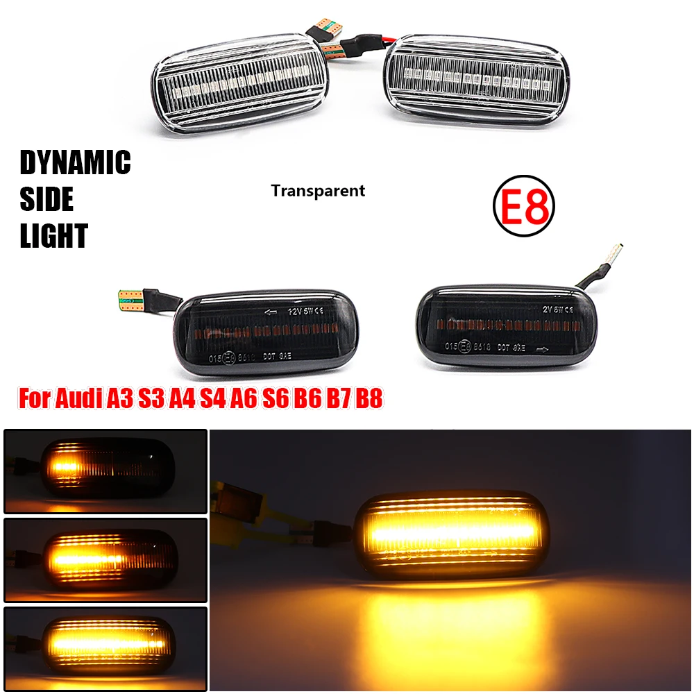 

For Audi A3 S3 8P A4 B6 B8 B7 S4 RS4 A6 S6 C5 Dynamic LED Streamer Turn Signals Reminder Lamp Side Marker Blinker Car Light