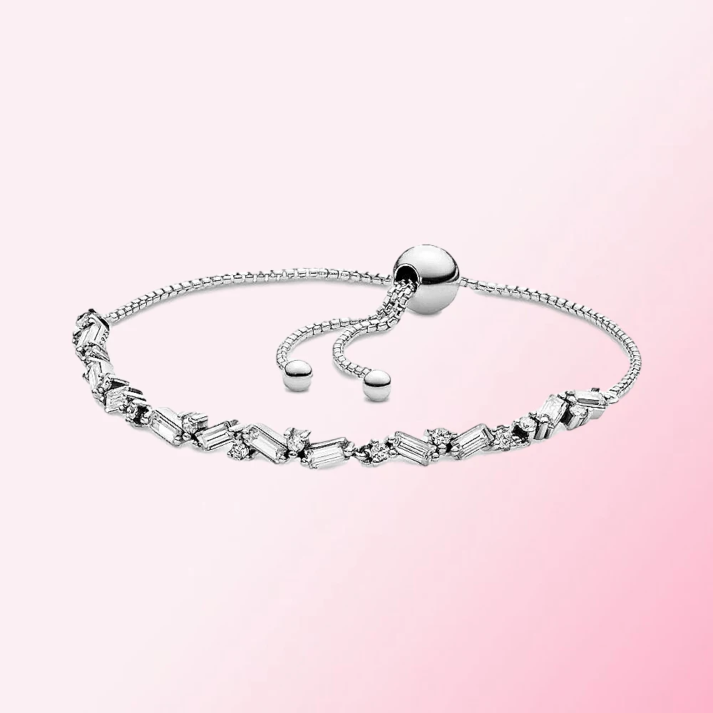2019 100% 925 Sterling Silver Classic Sparkling Ice Cube Slider Tennis Bracelet Women Charm Fashion Jewelry Free Shipping | Украшения и