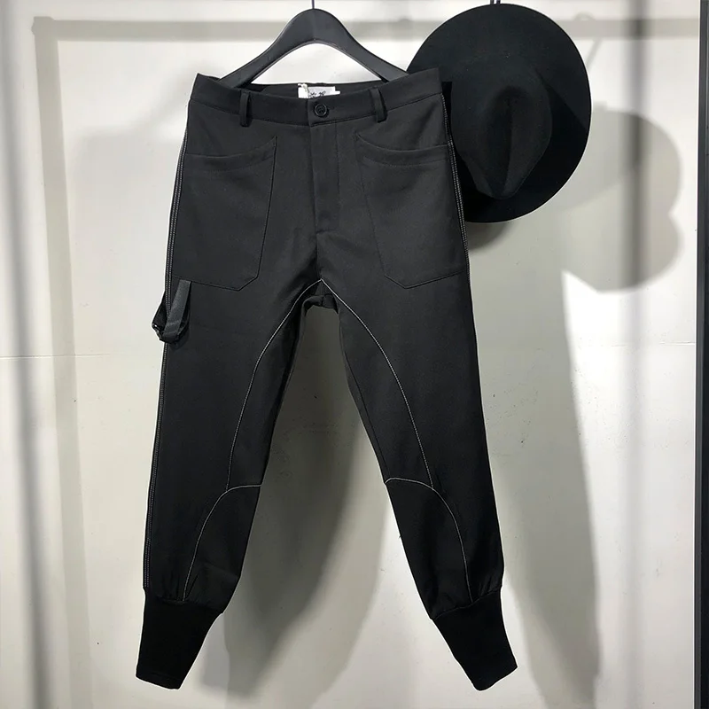 

Брюки-карго Seak мужские до щиколотки, повседневные спортивные штаны, уличная одежда в стиле хип-хоп, черные, осень