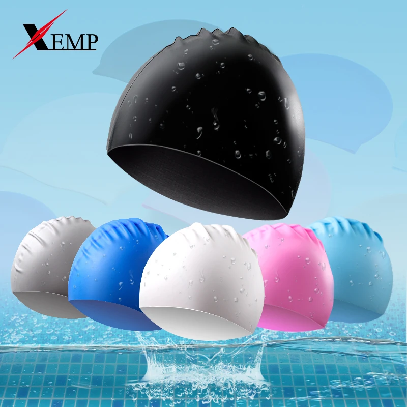 

Adults Swimming Caps Men Women Long Hair Waterproof Swim Pool Cap Ear Protect Large Silicone Diving Hat