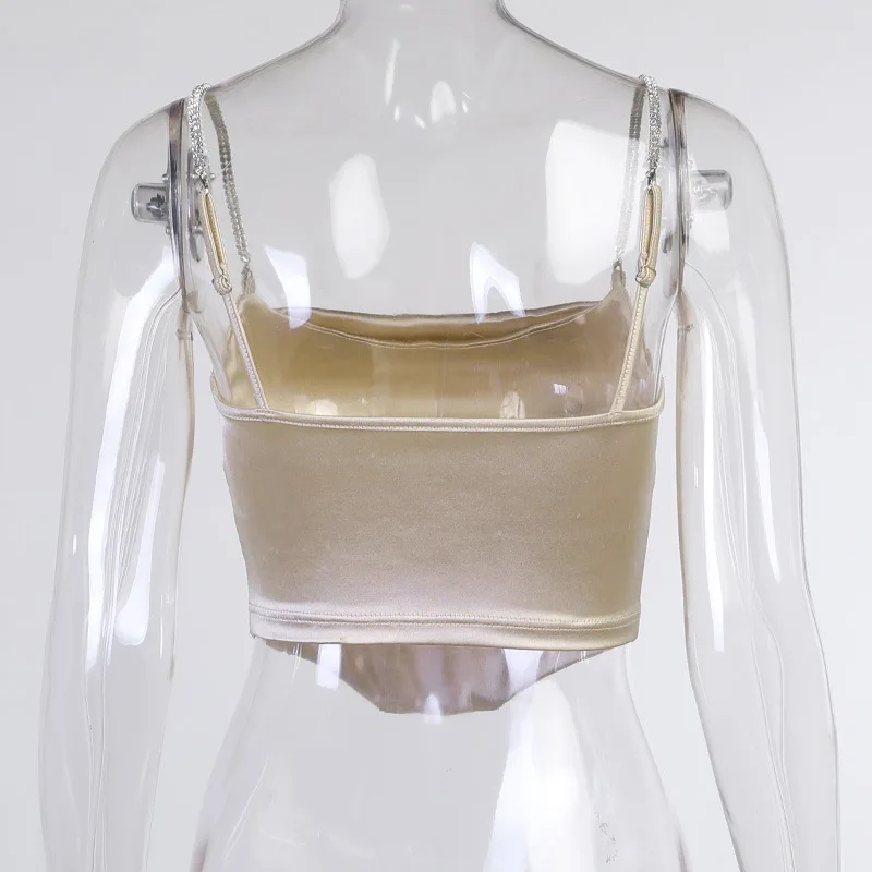 

Giyu Crystal Diamante Cropped Bustier Camis Satin Crop Top Women Summer Stacked Sexy Club Wear Party Top Outfits Corset Tops
