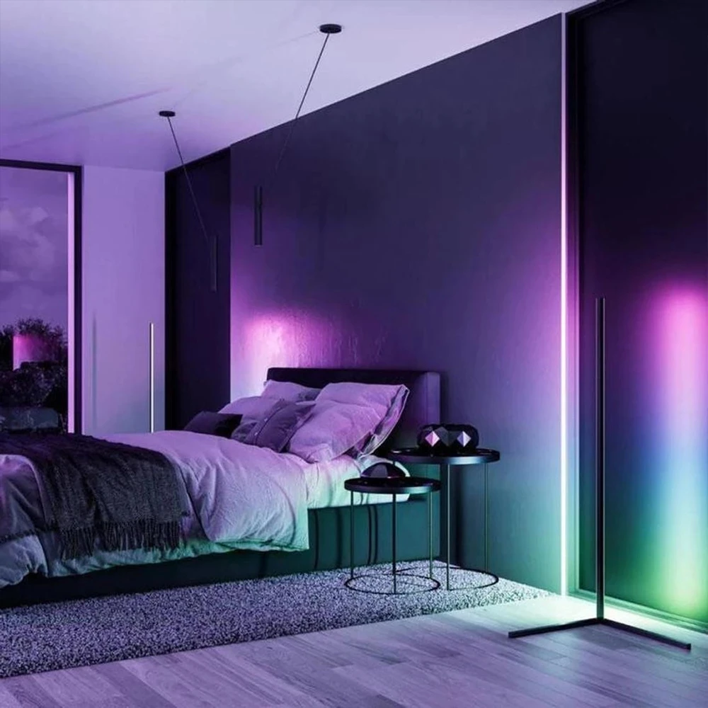 Современный RGB светодиодный Угловой торшер Alexa лампа с дистанционным управлением