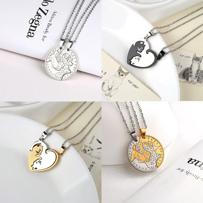 

Valentines Gift Puzzle 2Pcs Cat Keychain Of Lover Couple Animal Pendant