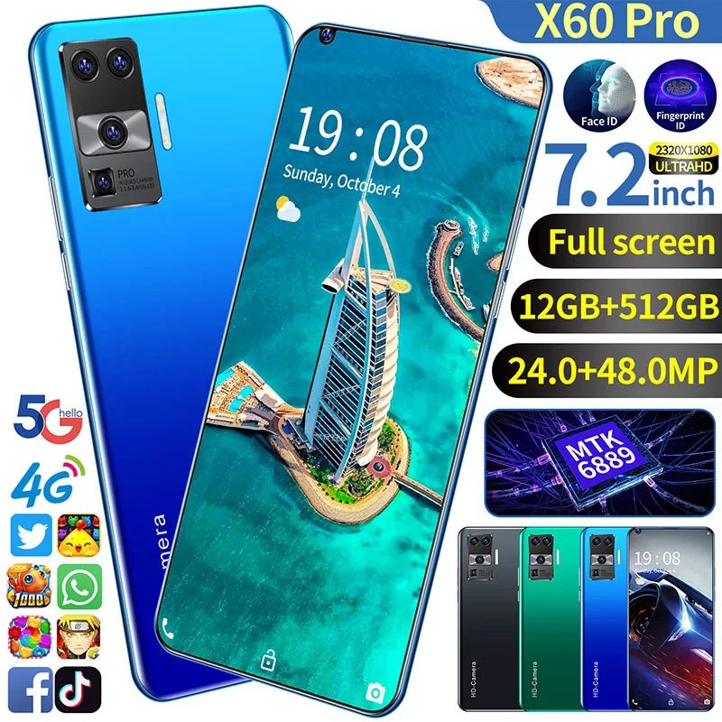Новая глобальная версия 6 inch X60Pro смартфон 8 256 ГБ 5000 мАч Android 10 0 GPS Wi Fi 4G5G сотовый