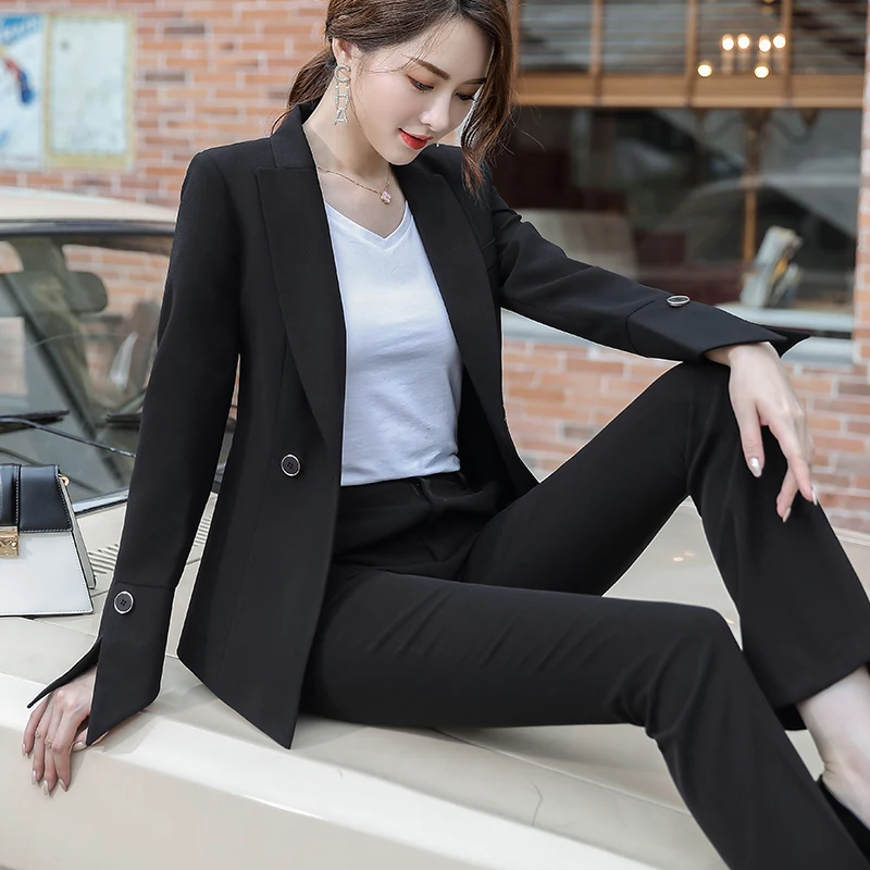 Женский офисный брючный костюм Lenshin комплект из двух предметов модный