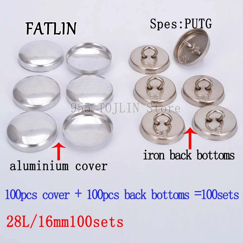 28L 16mm 100sets 100 наборов 24L-60L железная Задняя нижняя часть ПУ ткань Покрытые Кнопки Скрапбукинг покрытые круглые комбинированные кнопки для DIY дивана аксессуары - Цвет: 28L 16mm 100sets