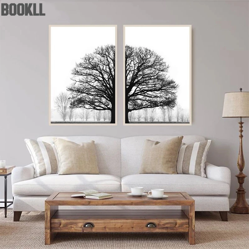 

Winter Tree Wall Art Print Black And White Painting Decorative Pictures Scandinavian Style Trees Posters Living Room Home Decor