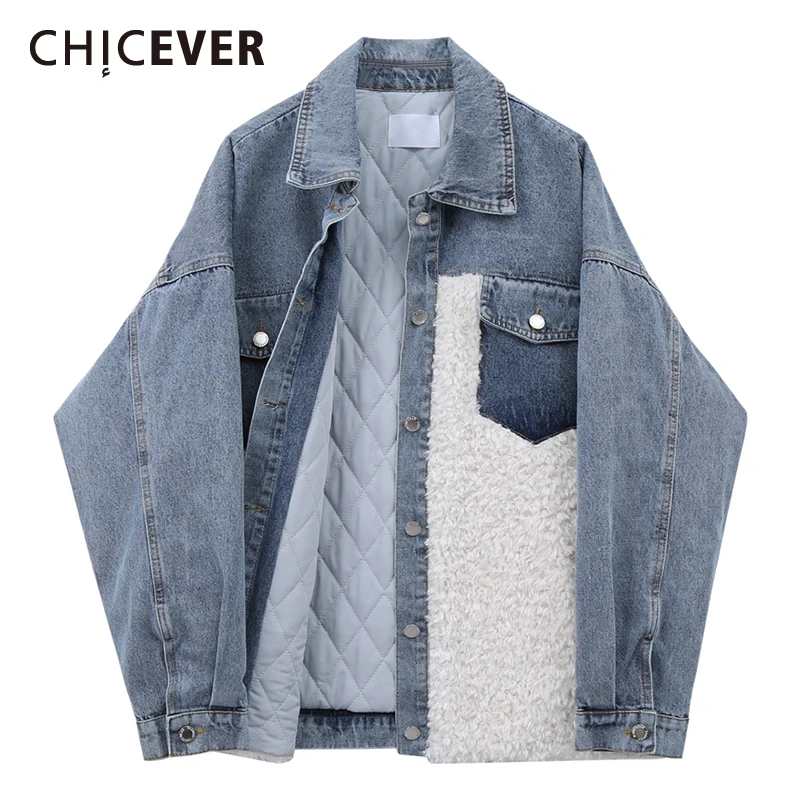 

Женская джинсовая куртка с отложным воротником, длинным рукавом