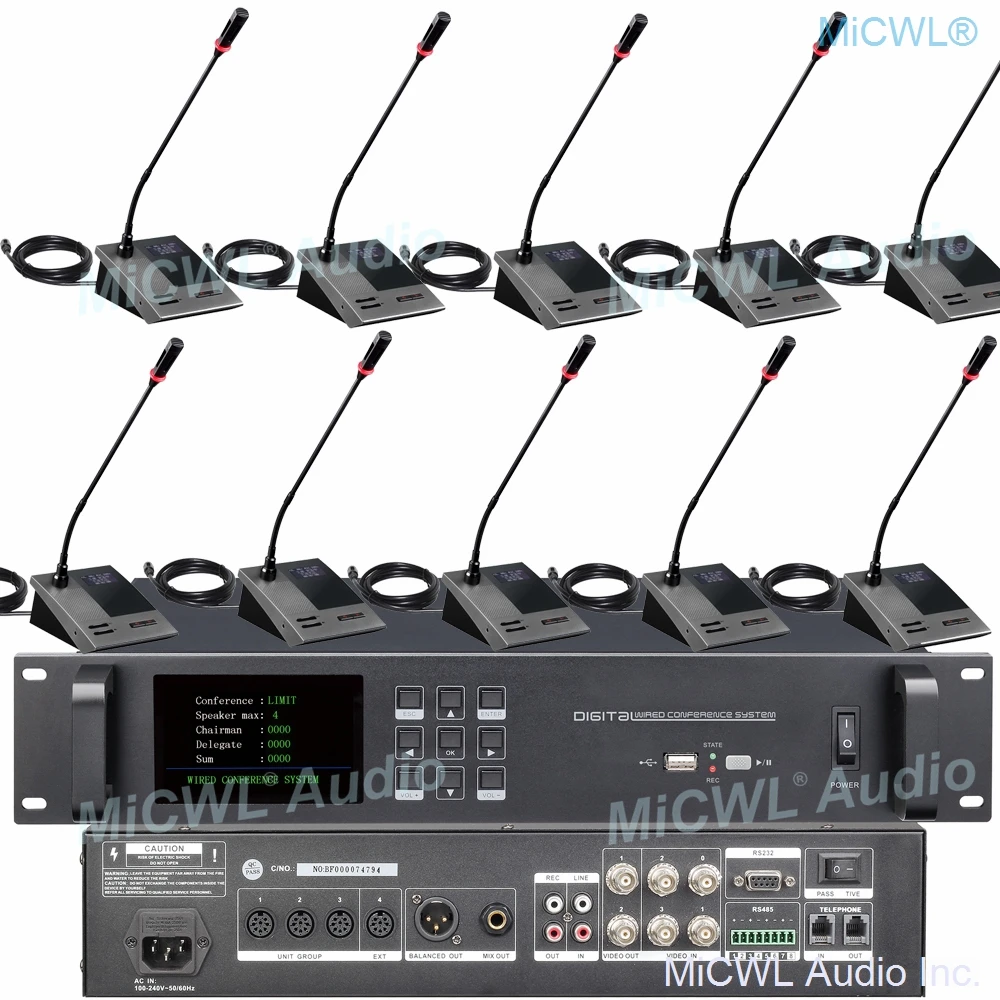 MICWL Digital Wired Video tracking Conference Microphone System Built-in speaker President Delegate Table Mics  A450M-A4516