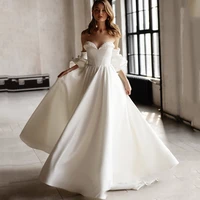 boho luxury sexy wedding dress 2021 sweetheart sweep train beading backless puff sleeve off shoulder bride gown vestido de novia