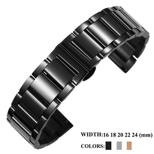 Металлический ремешок для часов, браслет из нержавеющей стали под розовое золото и черный для Omega Tissot Casio, 14 мм 16 мм 18 мм 20 мм 22 мм 24 мм 38 мм