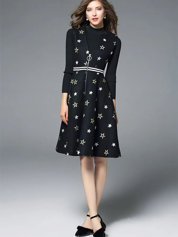 Женское подиумное платье VERHELLEN осенне зимнее Повседневное без рукавов с вышивкой