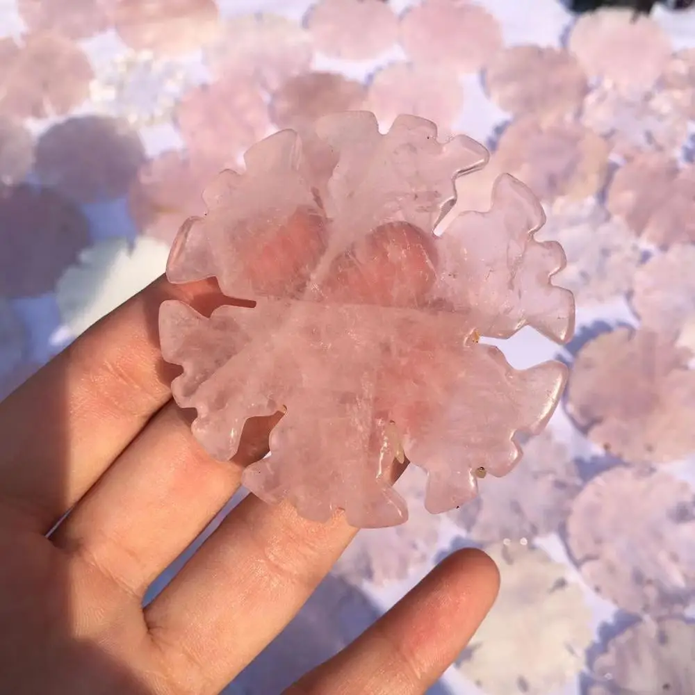 Красивый натуральный розовый кварц Кристалл Снежинка Исцеление|Камни| |
