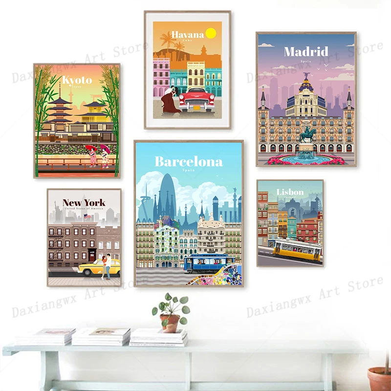 Карта города стандартная Нью-Йорк Париж Испания Скандинавская Настенная картина