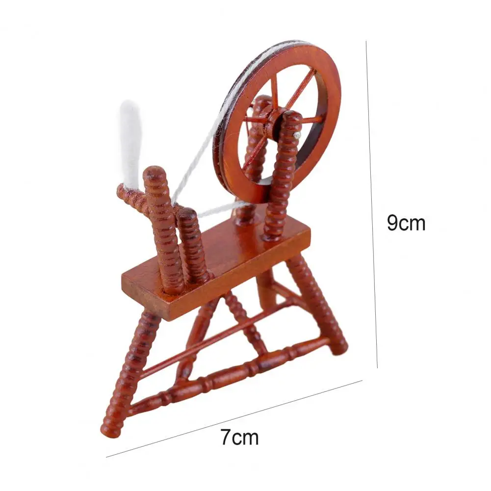 

1/12 Dollhouse Mini Furniture Accessories Retro Spinning Wheel Landscape Decor