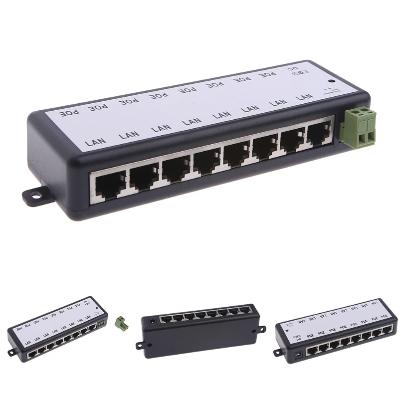 

8-портовый POE-инжектор для IP-камер видеонаблюдения, адаптер питания через Ethernet
