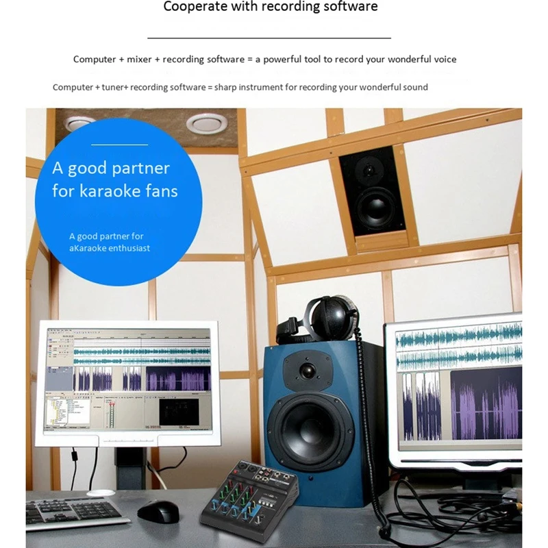 F4 Портативный аудио DJ микшер с звуковая карта 4 канала микшерный пульт Bluetooth USB для