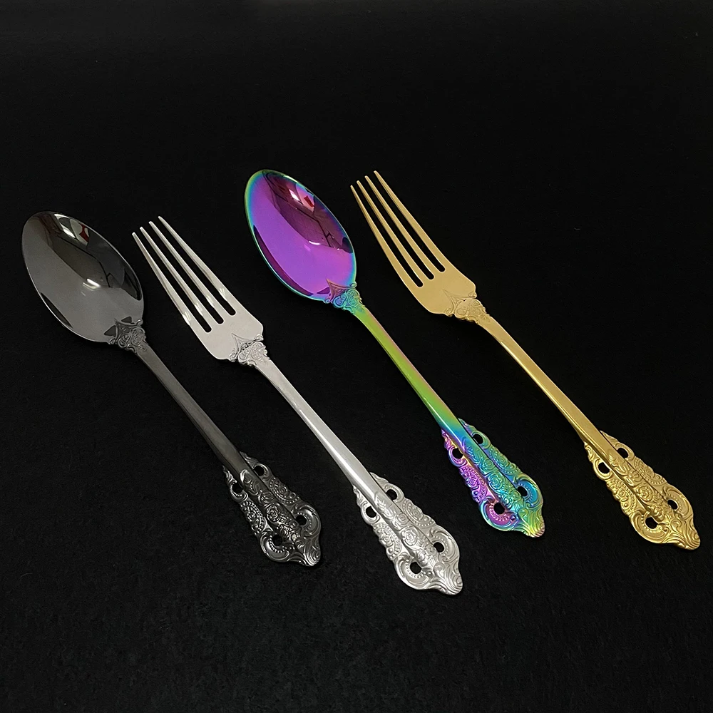 

24Pcs Luxury Gold Dinnerware Set Knife Fork Spoon Cutlery Set 18/10 Stainless Steel Flatware Mirror Tableware Silverware Set