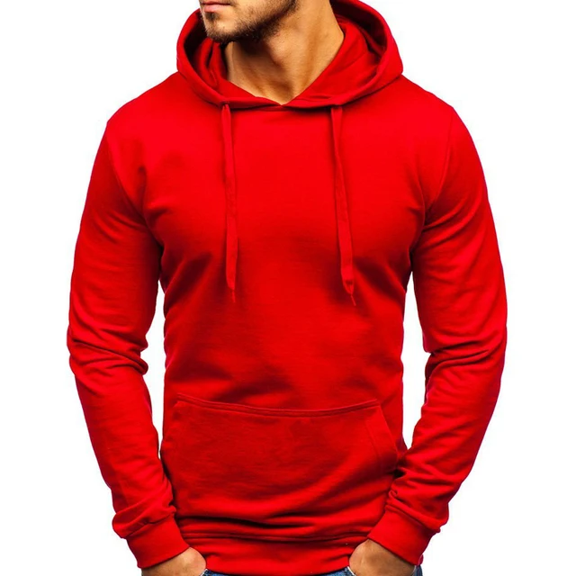 

Men's casual hoodie sweatshirt solid color black gray red new arrival