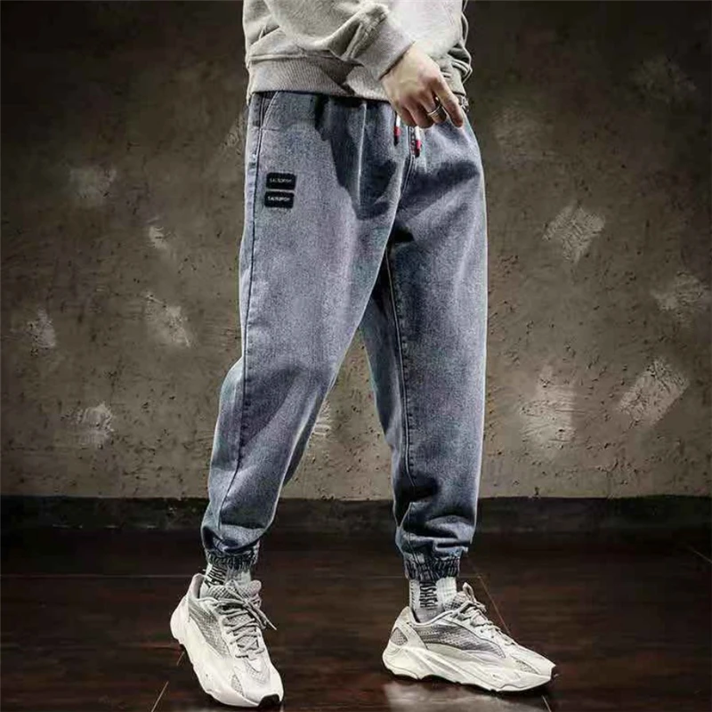 Harem Jeans Men Pants Trendy Male Streetwear Jogging Pants Outdoor Loose Trousers Casual Comfort Washed Denim Jeans 2021 New