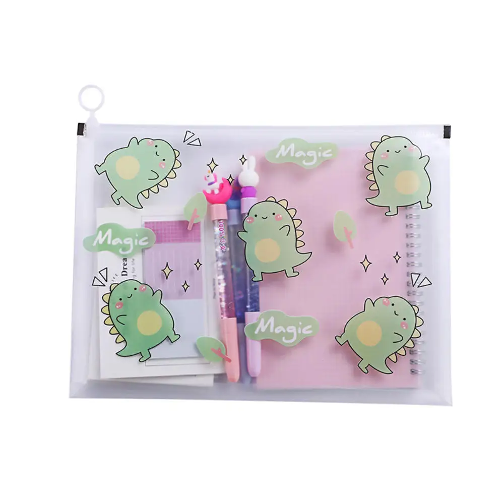 Прозрачная сумка А4 на молнии с маленьким динозавром единорогом цветком планетой