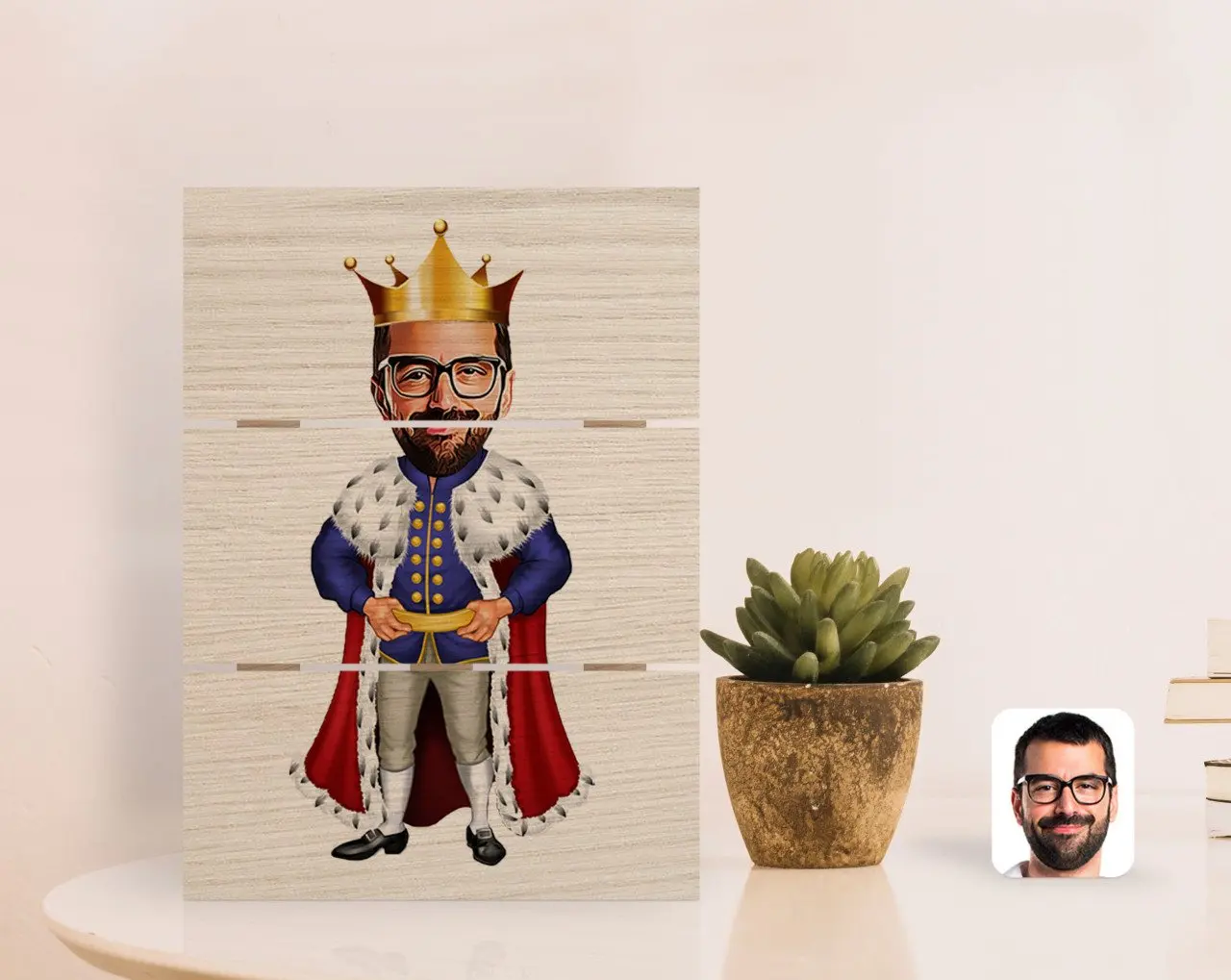 

Персонализированная король карикатура подлинных настольных деревянных поддонов e-e-1