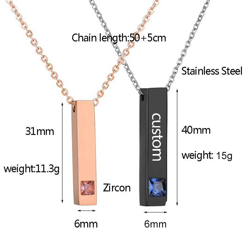 Ожерелье ELSEMODE из нержавеющей стали с гравировкой имени черного и розового золота