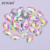 junao wholesale 1728mm sew on dorp rhinestone flat back crystal ab stones sewing resin strass applique for needlework crafts