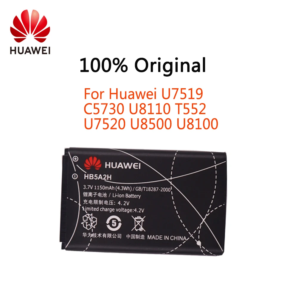 Аккумулятор huawei 100% мАч HB5A2H для Huawei C5730 C5070 C8000 U8110 U8500 U8100 T520 T552 T550 E5220 U7519 U7510 U7520