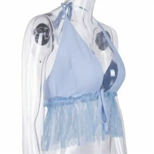

New Blue Fashion Women Halter Bustier Vest Camisole Tank Tops Casual Sleeveless Shirt Blouse Sexy Beachwear V-Neck