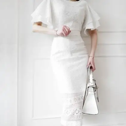 Летнее белое элегантное платье женское сексуальное облегающее с вырезами