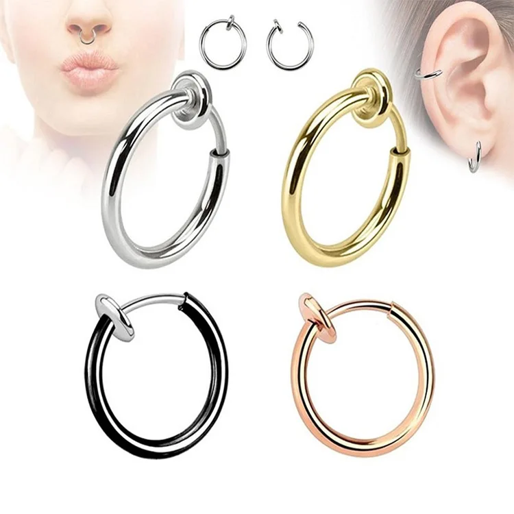 16 г поддельное кольцо для носа выдвижные серьги обруч Искусственные губ хрящевая