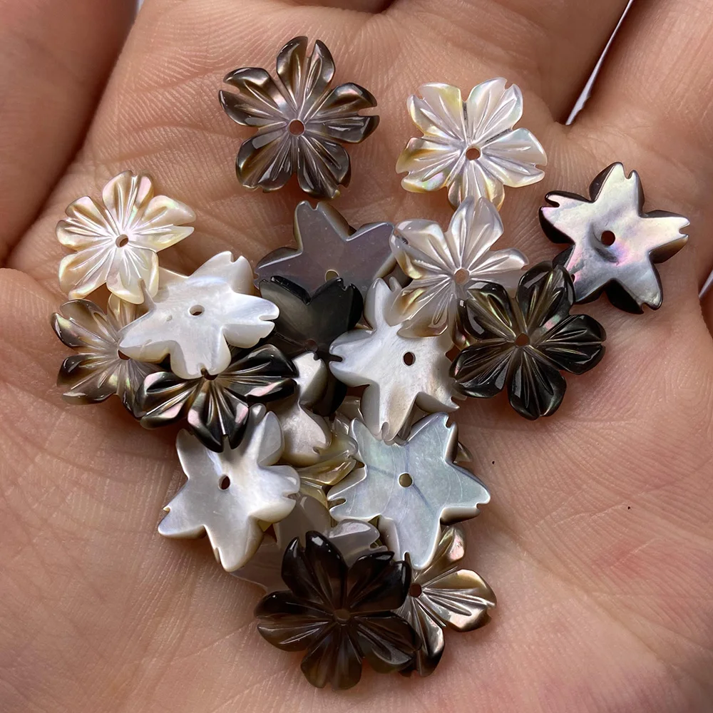 

5PCS Mother Of Pearl Shell Beads Flower Shaped Back Shell For Jewelry Making DIY Bracelet Earring Handiwork Sewing Accessory