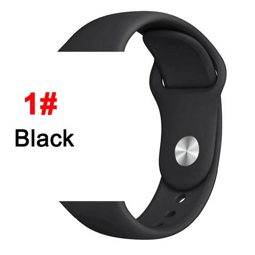 Спортивный мягкий силиконовый ремешок для Apple Watch, ремешок 44 мм, 40 мм, серия 5, 4, браслет для часов iWatch, ремешок 38 мм, 42 мм, 3, 2, 1, аксессуары - Цвет ремешка: 1 Black