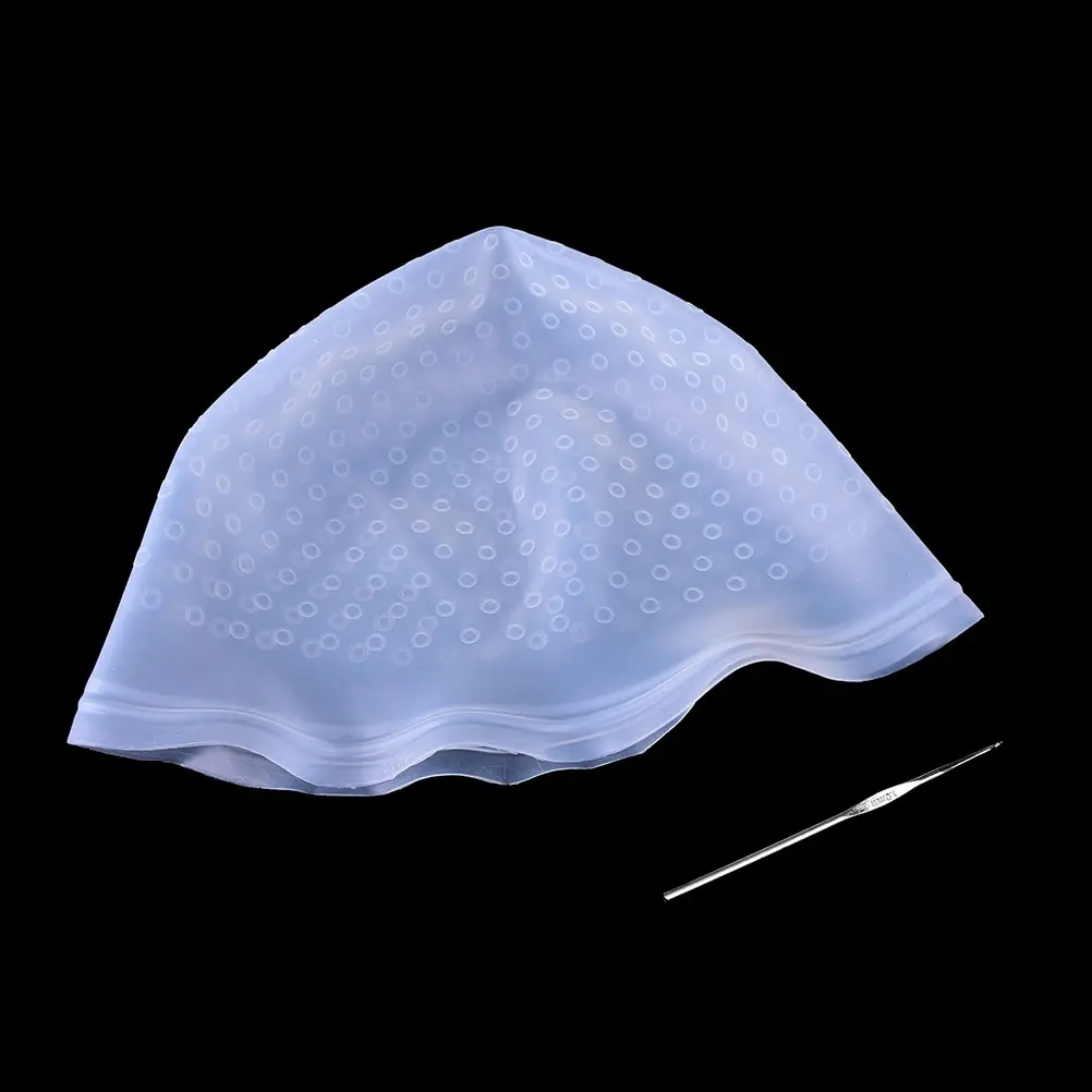 

Pro Salon Dye Silicone Cap+Hook Hair Salon Color Coloring Highlighting Reusable Set Frosting Tipping Dyeing Color Tools