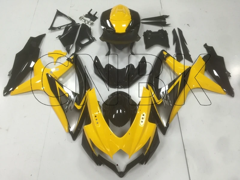 Обтекатели для мотоциклов Suzuki GSXR750 2008 GSXR 600 черные и желтые комплекты обтекателей
