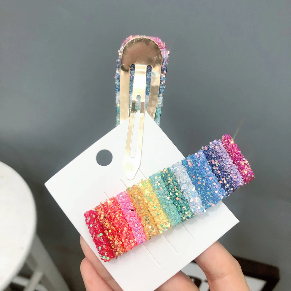 Girls Headwear rainbow stripe hairpin sequins shining head wear accessories for girls new fashion Christmas hair Deco |