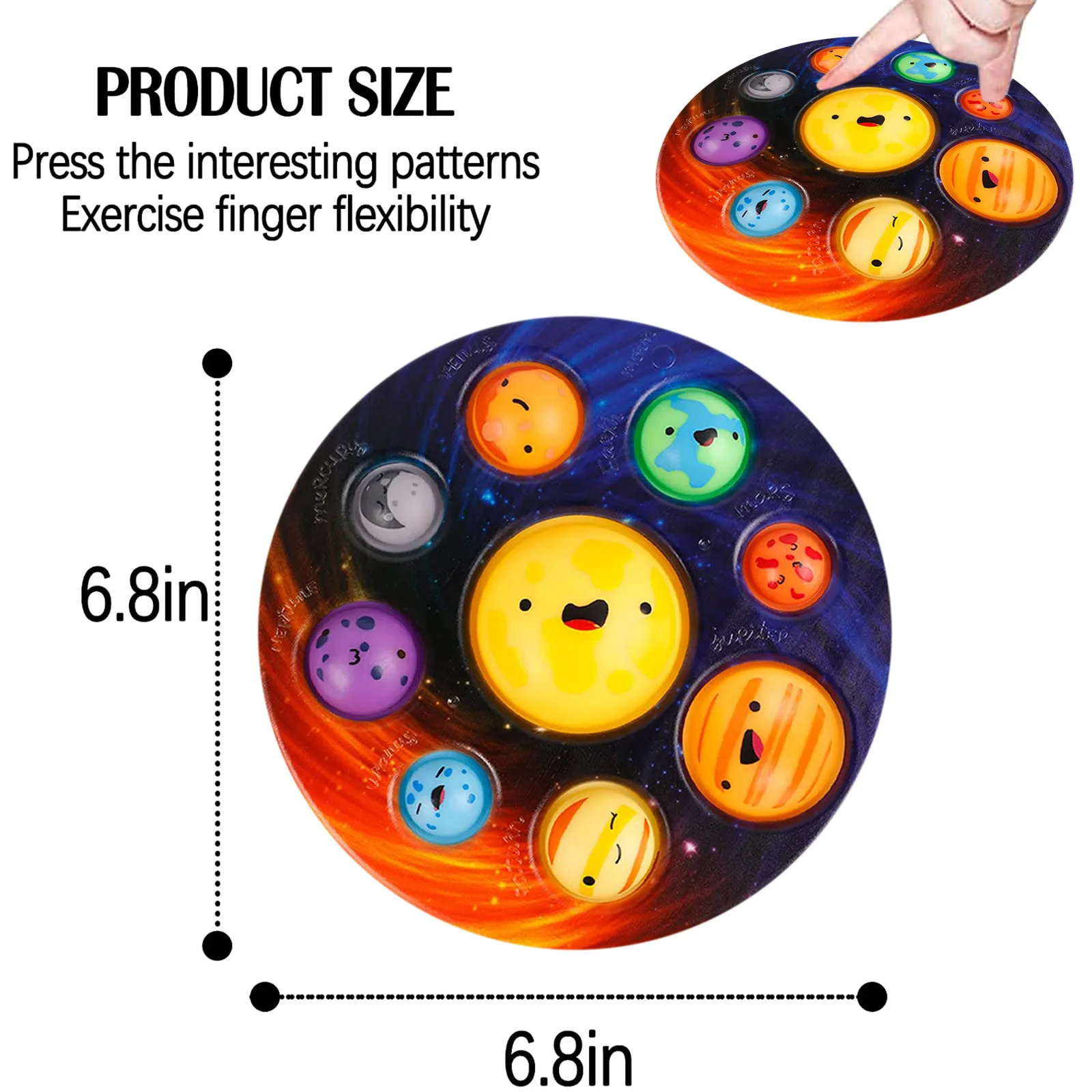 

Solar System Simple Dimple Spinner Push Pops Fidget Toy Antistress Toy Anxiety Decompression Relax Pressure Enlightenment Toys
