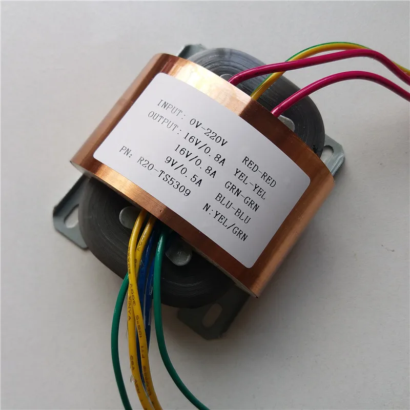 2*16V 0.8A 9V 0.5A трансформатор R Core R20 30VA пользовательский 220V вход медный щит для