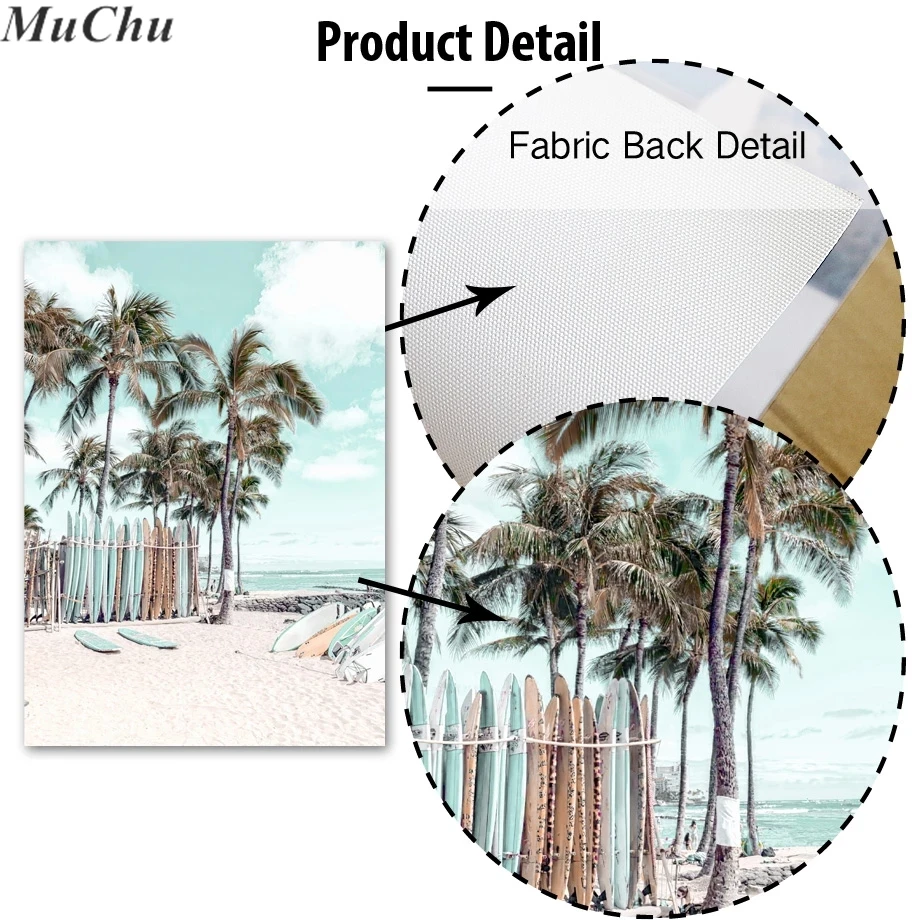 Coconut Palm Surfboard Sailboat Beach Shell Art Canvas Painting Nordic Posters And Prints Wall Pictures Living Room Home Decor | Дом и сад