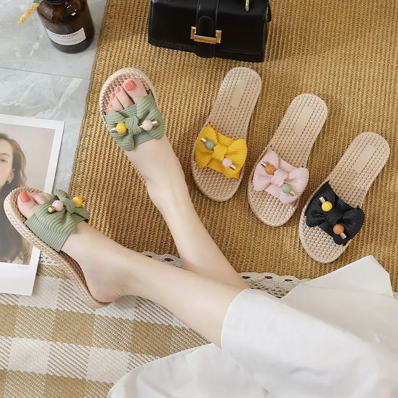 

Women's Slippers Summer Light Korean Style Internet Celebrity Slippers Outing Cute Wild Fashion Bowknot Women's Shoes