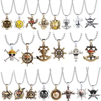 japanese1 anime necklace luffy pirate skull metal pendant bead chain cosplay fashion choker jewelry gift souvenir