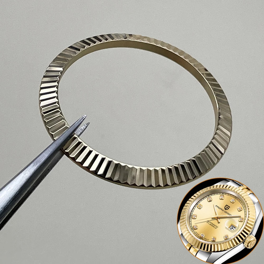 

Gold Steel Fluted Bezel 40mm Suit for Day-Date/Sky-Dweller Watch Case Ring Replacement Rlx Watch Repair Parts