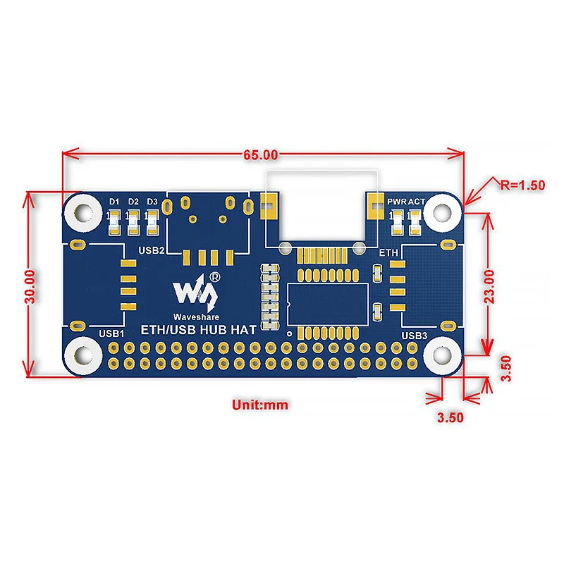 Raspberry Pi USB к Ethernet RJ45 сетевой разветвитель 3 порта s 5V Hat для 4 Model B/3B +/3B/Zero W|Аксессуары