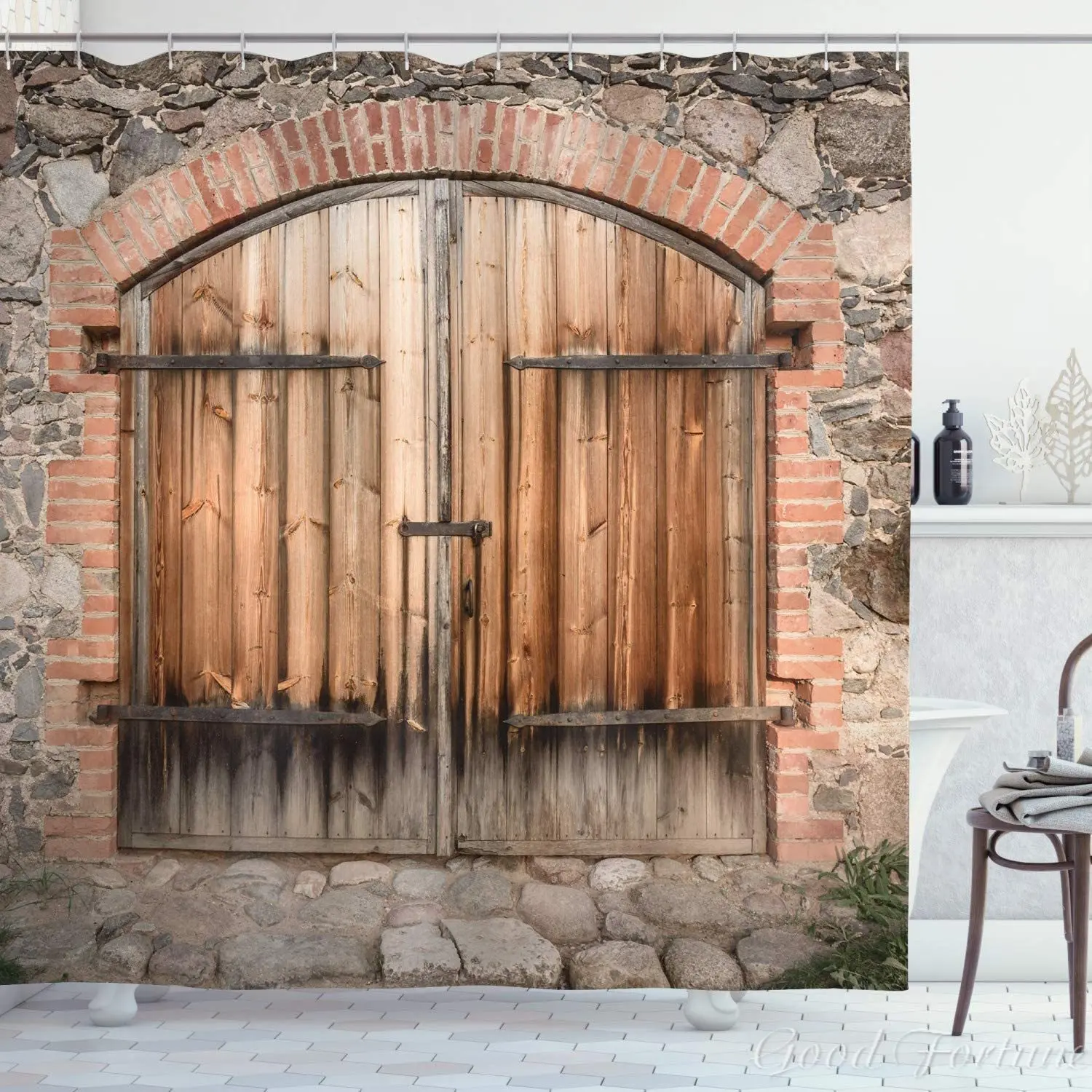 

Rustic Wooden Door Of A Stone House With Wrought Iron Tuscany Architecture Photo Bathroom Decor Set With Hooks