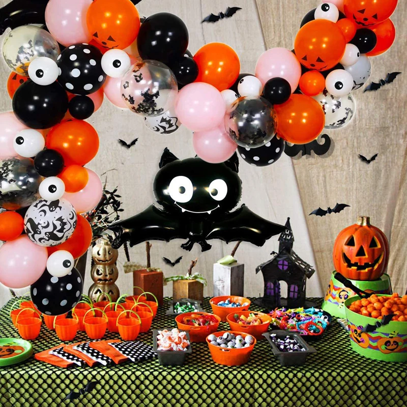 

Halloween Ghost Balloon Garland Arch Black Orange Theme Latex Balloon Bat Spider Globos Halloween Party Supplies Home Decoration